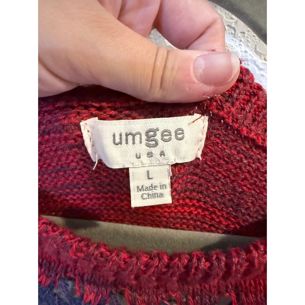 Umgee Striped Knit Sweater Oversized Cozy Pullover Size L - Picture 4 of 11